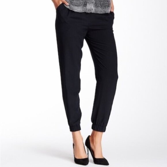 Diane Von Furstenberg Black Wool Joggers Size 2 - Picture 1 of 10